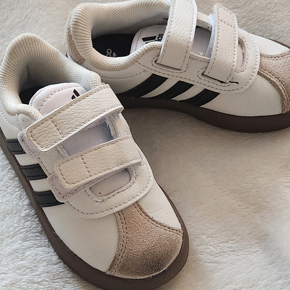 Adidas Toddler White and Tan Sneakers